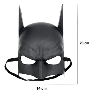Siyah Renk Çocuk Boy Arkadan Lastikli Batman Maskesi A Kalite  20x14 cm