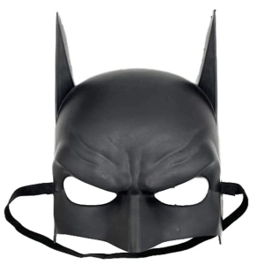 Siyah Renk Çocuk Boy Arkadan Lastikli Batman Maskesi A Kalite  20x14 cm