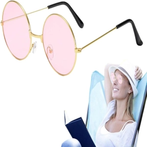 Yuvarlak Cam John Lennon Tarzı Hippi Gümüş Çerçeveli Pembe Gözlük